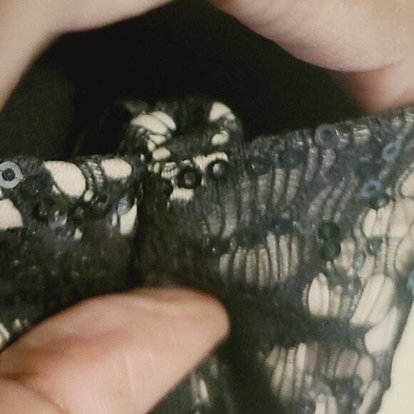 R&M Richards | Black & Taupe Lace Rouched Waist Cocktail Dress (Size 18W) - Picture 11 of 16